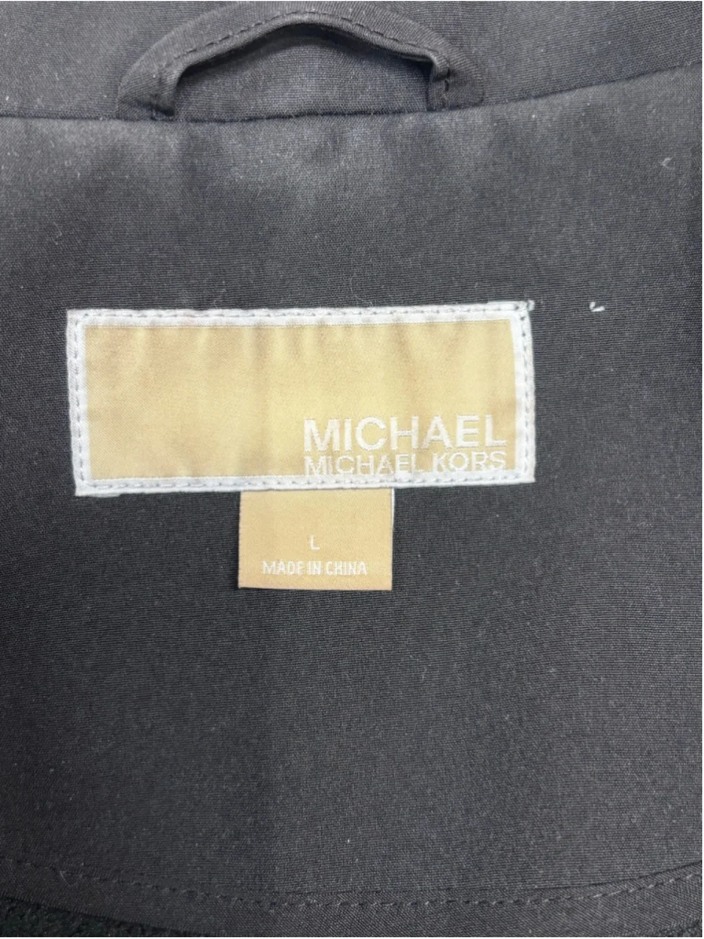 Women's Michael Kors Asymmetrical Belted Softshell Jacket – Black/Gold Size L
